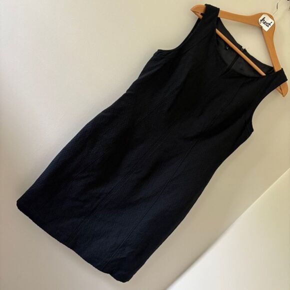 Talbots Black Textured Cotton Silk Sleeveless Fitted Dress Women's 14 excellent - Picture 1 of 11